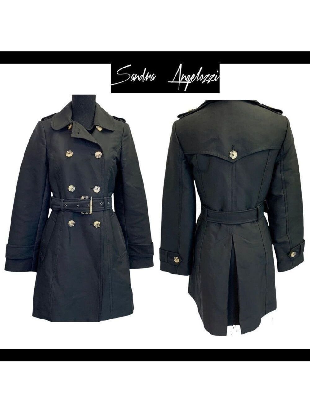 SANDRA Angelozzi NWOT Black trenchcoat size 30/XS